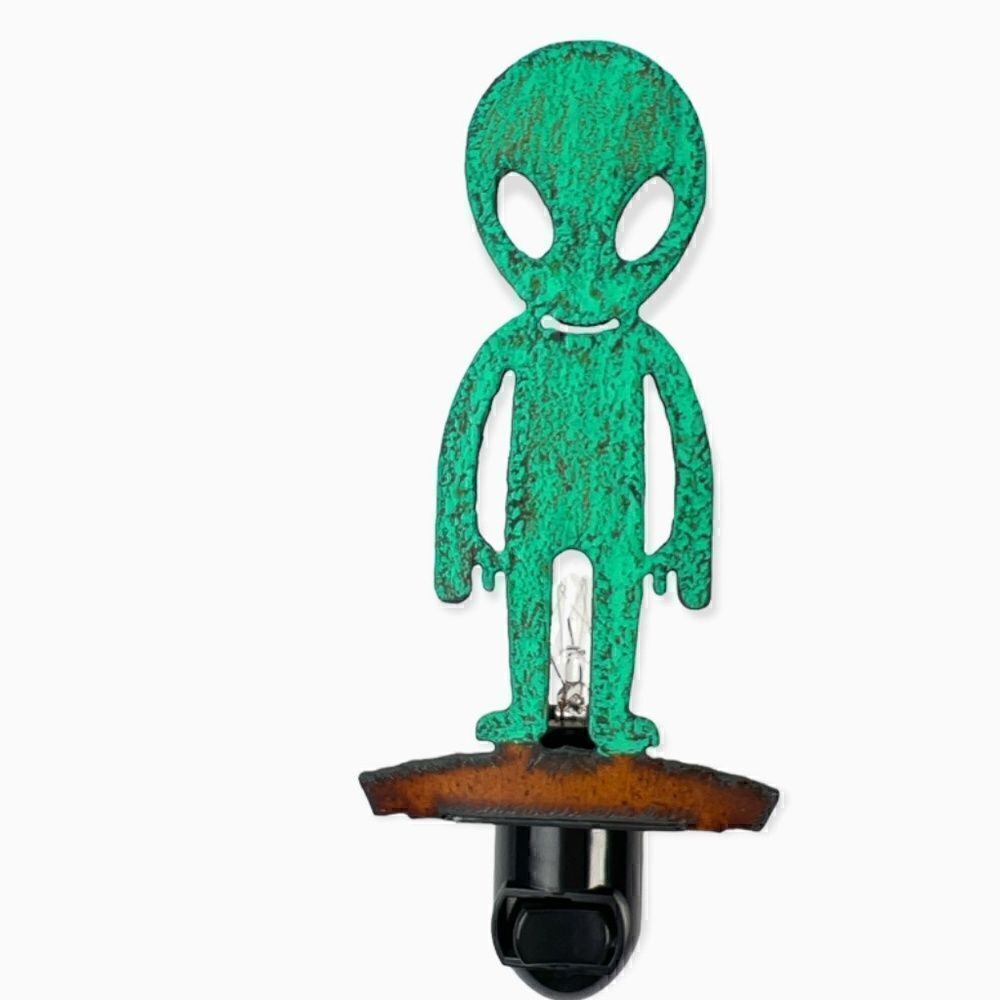 Alien Iron Cut Out Metal Night Light Hand Painted Kids Fun Lighting Area 51